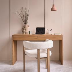 CODE BFRIDAY10, -10% sur Bureau en bois massif teck massif 130 cm, Teck, Naturel, H78 cm L130 l50 cm BERAH GETAH