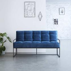 CODE BFRIDAY10, -10% sur Canapé 2 places velours bleu, Velours, Bleu, H74 cm L130 l77 cm BERAH GETAH