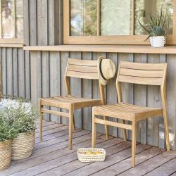 CODE BFRIDAY10, -10% sur Chaise de jardin en bois massif teck massif, Teck, Naturel, H81,5 cm L51 l58 cm BERAH GETAH