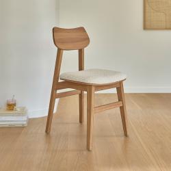 CODE BFRIDAY10, -10% sur Chaise en bois massif teck massif assise bouclette, Teck, Naturel, H85 cm L45 l45 cm BERAH GETAH