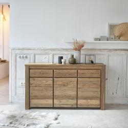 CODE BFRIDAY10, -10% sur Commode en bois massif teck recyclé massif 160 cm, Teck recyclé, Naturel, H90 cm L160 l40 cm BERAH GETAH