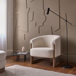 CODE BFRIDAY10, -10% sur Fauteuil en bois massif chêne massif et tissu bouclette écrue, Chêne rouge, Naturel, H77,5 cm L76 l76 cm BERAH GETAH