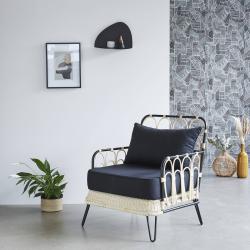 CODE BFRIDAY10, -10% sur Fauteuil en rotin et métal noir, Rotin, Noir, H87.5 cm L74 l62 cm BERAH GETAH