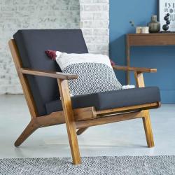CODE BFRIDAY10, -10% sur Fauteuil en bois massif teck massif, Teck, Naturel, H77 cm L73 l83 cm BERAH GETAH