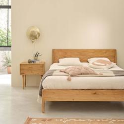 CODE BFRIDAY10, -10% sur Lit en bois massif mindi massif 160 cm, Mindy, Naturel, H98 cm L214 l169 cm BERAH GETAH