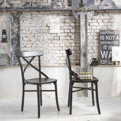 CODE BFRIDAY10, -10% sur Chaise en bois massif acajou massif (lot de 2), Acajou, Noir, H93 cm L46.5 l43 cm BERAH GETAH