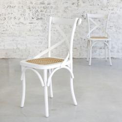 CODE BFRIDAY10, -10% sur Chaise en acajou massif et rotin (lot de 2), Acajou, Blanc, H90 cm L90 l42,5 cm BERAH GETAH