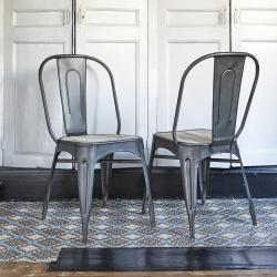 CODE BFRIDAY10, -10% sur Chaise en bois massif bois recyclé et métal (lot de 2), Métal, Gris, H93 cm L54 l40 cm BERAH GETAH