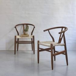 CODE BFRIDAY10, -10% sur Chaise en bois massif mindi massif finition noyer et assise tissée (lot de 2), Mindi, Marron, H78 cm L55 l55 cm BERAH GETAH