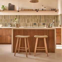 CODE BFRIDAY10, -10% sur Tabourets en bois massif teck massif assise velours côtelé 65 cm (lot de 2), Teck, Naturel, H67 cm L48 l35 cm BERAH GETAH