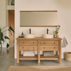 CODE BFRIDAY10, -10% sur Meuble sous vasque en bois massif teck recyclé massif 150 cm, Teck recyclé, Naturel, H80 cm L150 l150 cm BERAH GETAH