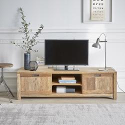 CODE BFRIDAY10, -10% sur Meuble TV en bois massif teck recyclé massif 160 cm, Teck recyclé, Naturel, H45 cm L160 l50 cm BERAH GETAH