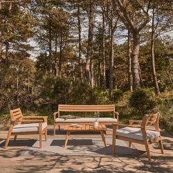 CODE BFRIDAY10, -10% sur Salon bas de jardin en bois massif teck massif, Teck, Naturel, H77 cm L76 l75 cm BERAH GETAH