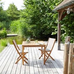CODE BFRIDAY10, -10% sur Salon de jardin en bois massif acacia massif FSC et textilène 2 places, Acacia, Marron, H75 cm L88 l88 cm BERAH GETAH