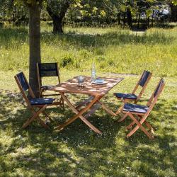 PROMO - 11% Salon de jardin en bois massif acacia massif FSC et textilène 4 places Acacia Marron BERAH GETAH