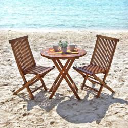 CODE BFRIDAY10, -10% sur Salon de jardin en bois massif teck huilé massif pliant 2/4 places, Teck huilé, Marron, H75 cm L70 l70 cm BERAH GETAH