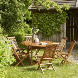 CODE BFRIDAY10, -10% sur Salon de jardin en bois massif teck huilé massif extensible 6/8 places, Teck huilé, Marron, H75 cm L120 l120 cm BERAH GETAH