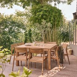 CODE BFRIDAY10, -10% sur Salon de jardin en bois massif teck massif 8 personnes, Teck, Naturel, H75 cm L140 l140 cm BERAH GETAH
