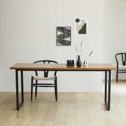 CODE BFRIDAY10, -10% sur Table en bois massif teck massif et métal 8 pers., Teck, Naturel, H73 cm L180 l90 cm BERAH GETAH