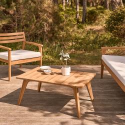 CODE BFRIDAY10, -10% sur Table basse de jardin en bois massif teck massif, Teck, Naturel, H38 cm L90 l60 cm BERAH GETAH