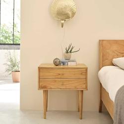 CODE BFRIDAY10, -10% sur Table de chevet en bois massif mindi massif, Mindy, Naturel, H65 cm L60 l60 cm BERAH GETAH