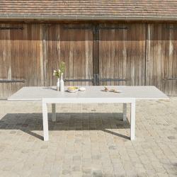 CODE BFRIDAY10, -10% sur Table de jardin en bois massif aluminium extensible 6/10 places, Aluminium, Blanc, H75 cm L160 l100 cm BERAH GETAH