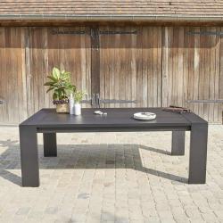 PROMO - 20% Table de jardin en bois massif aluminium noir 6 places Aluminium Noir BERAH GETAH