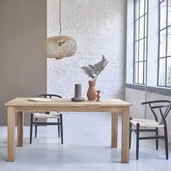 Table en teck massif 8 pers., Teck, Naturel, H75 cm L160 l80 cm BERAH GETAH