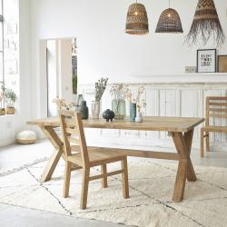 CODE BFRIDAY10, -10% sur Table en bois massif teck recyclé massif 8 pers., Teck Recyclé, Naturel, H77 cm L200 l100 cm BERAH GETAH