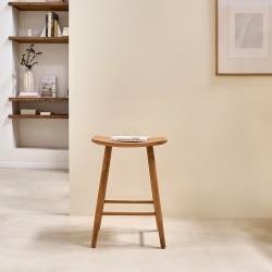 CODE BFRIDAY10, -10% sur Tabouret en bois massif teck massif 65 cm, Teck, Naturel, H67 cm L48 l35 cm BERAH GETAH