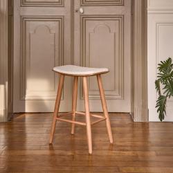 PROMO - 17% Tabouret en bois massif teck massif assise bouclette 65 cm Teck Naturel BERAH GETAH