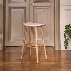 PROMO - 16% Tabouret en bois massif teck massif assise bouclette 75 cm Teck Naturel BERAH GETAH