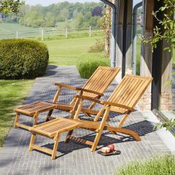 CODE BFRIDAY10, -10% sur Transat en bois massif acacia massif (lot de 2), Acacia FSC 100%, Naturel, H30 cm L133 l58 cm BERAH GETAH