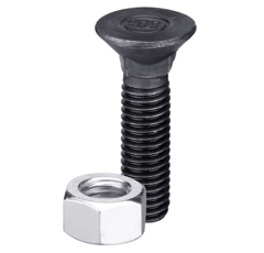Boulon de charrue DIN608 M12x1,75x35 avec écrou hexagonal 10.9 - BlackSteel