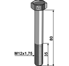 Boulon de sûreté M12 sans écrou 80 mm adaptable - BlackSteel
