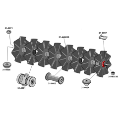 Train de 8 disques ondulés Ø450 assemblés 1300 mm pour déchaumeur adaptable - BlackSteel