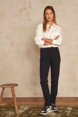 Pantalon marine slim microfibre lara