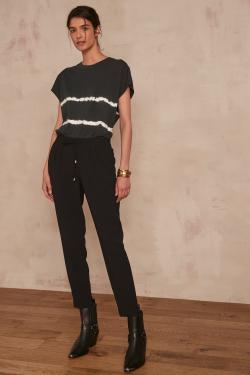 Pantalon noir en crêpe flynn