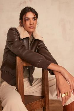 Blouson en cuir marron adam