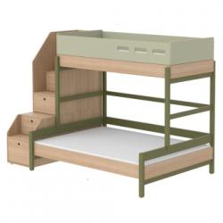 Lit familial superposé escalier Popsicle - Chêne/Kiwi Flexa Popsicle