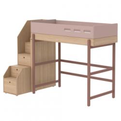Lit mezzanine escalier Popsicle - Chêne/Cherry Flexa Popsicle