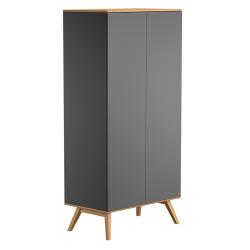 Armoire 2 portes Nature - Gris anthracite - Vox