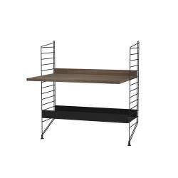 Bureau mural évolutif 80 x 85 cm - Noyer/Noir - String Furniture