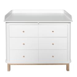 Commode avec grand plan à langer Wood - Chêne / Blanc - Oliver Furniture