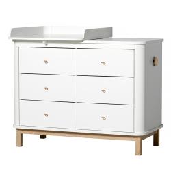 Commode avec petit plan à langer Wood - Chêne / Blanc - Oliver Furniture