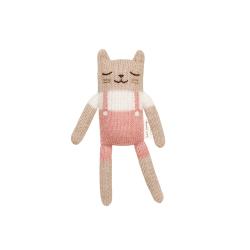 Doudou Chaton Salopette - Rose - Main Sauvage