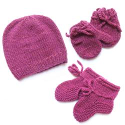 Kit de naissance tricoté irisé - Fuchsia