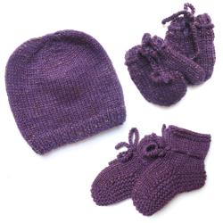 Kit de naissance tricoté irisé - Violet