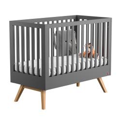 Lit bébé 60 x 120 Nature - Gris anthracite - Vox