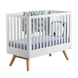 Lit bébé 60 x 120 Nature - Blanc - Vox